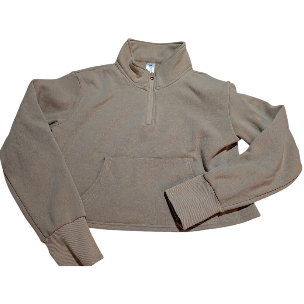 Senita Hailey Cropped Sweatshirt Cozy inside Tan Size XL